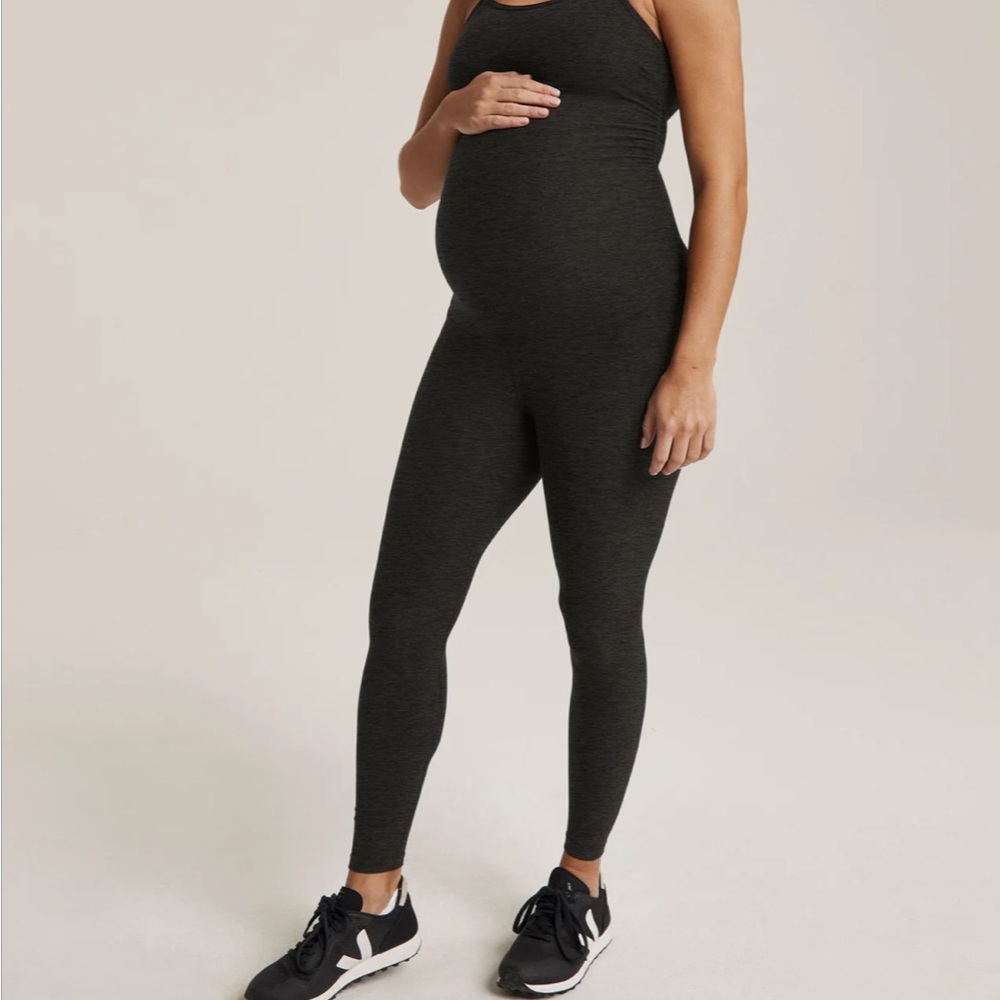 Beyond yoga maternity shirred jumpsuit spacedye medium